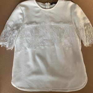 Zara White Lace Short Sleeve Blouse